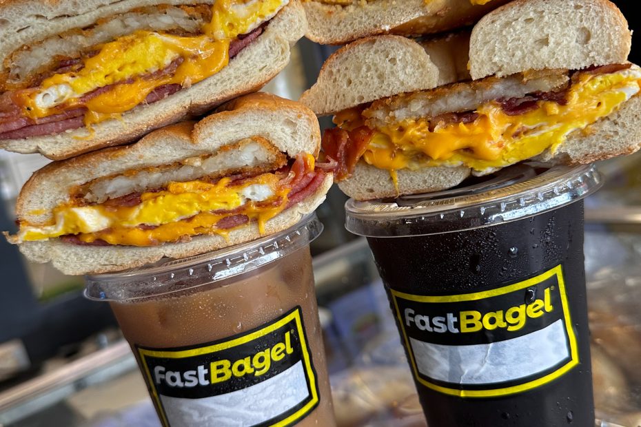 Fresh bagels and breakfast sandwiches at Fast Bagel in Central Jersey