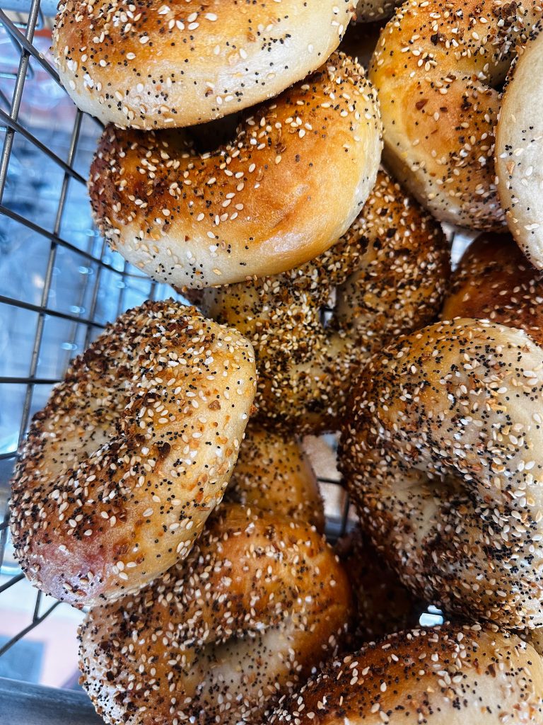 Fresh out of the oven assorted sesame & pumpkin Bagels