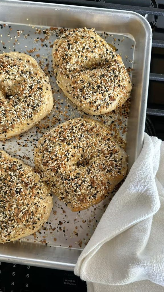 Freshly microwaved Everything Bagels