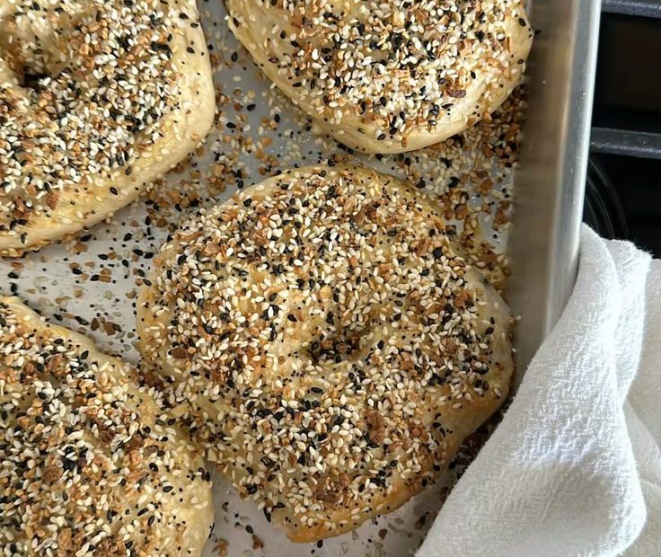 Freshly microwaved Everything Bagels