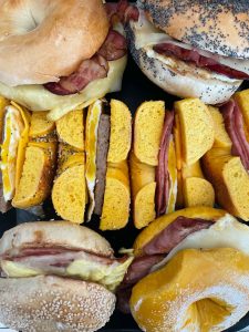 Sandwich platter at Fast Bagel for Thanksgiving with all the flavors, cream cheese and freshness