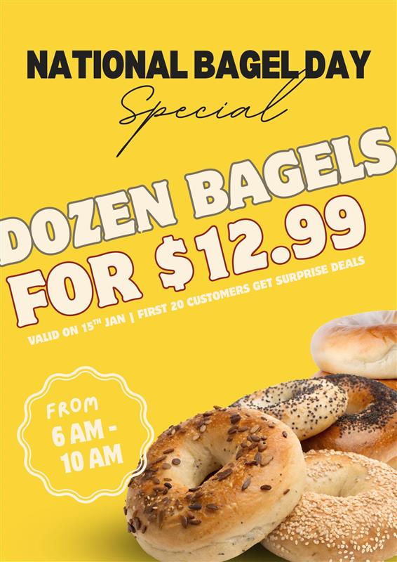 Dozen bagels for $12.99 on National Bagel Day