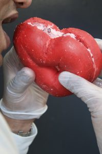 Red heart shaped bagel