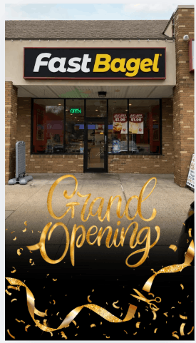 Fast Bagel Milltown grand opening storefront in Milltown, New Jersey, formerly Bagel Bazaar.