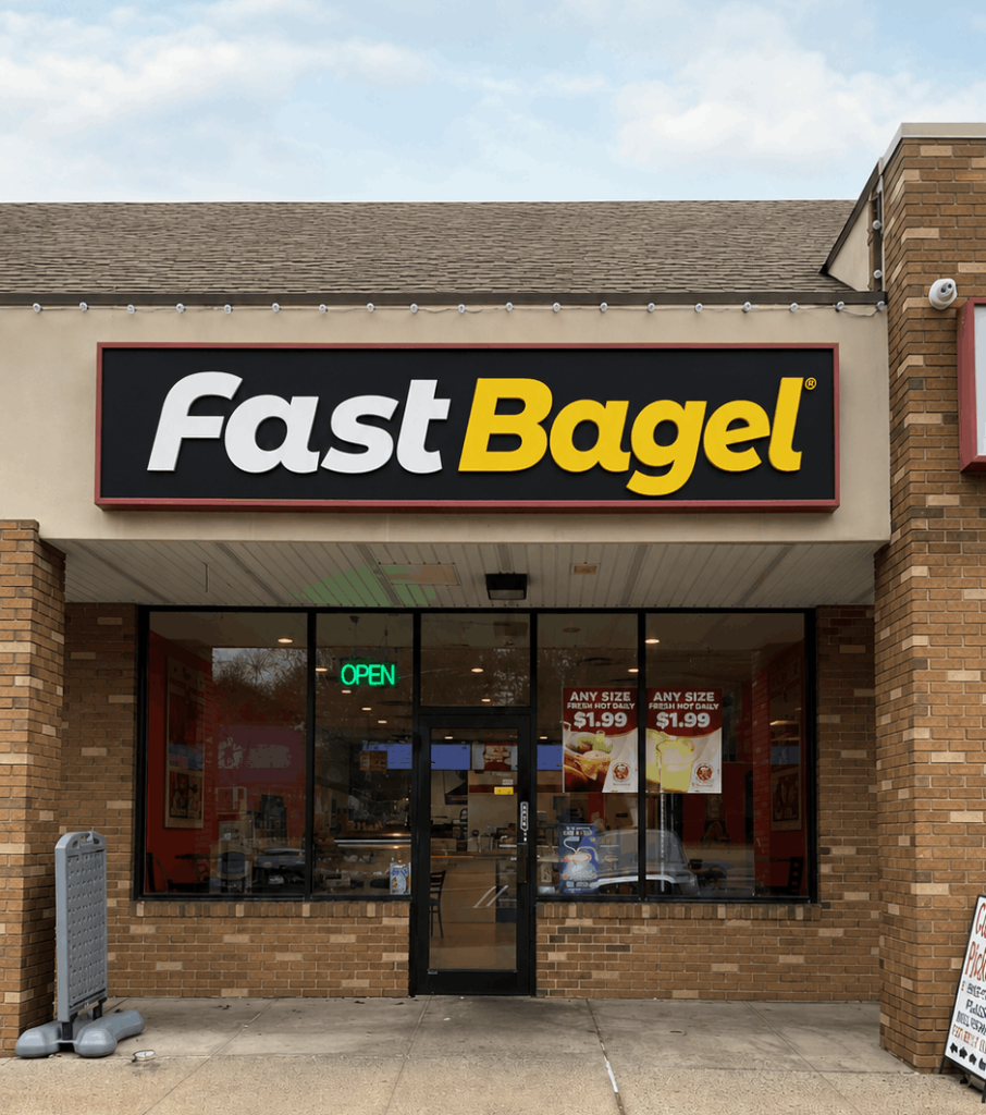 Fast Bagel Milltown storefront, home to one of the best breakfast spots in Milltown, New Jersey.