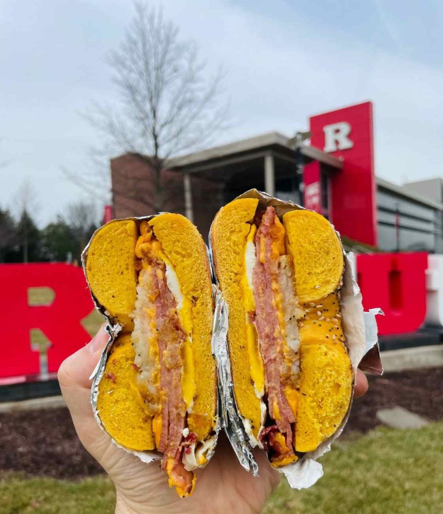 Fast Bagel breakfast sandwich near Rutgers during Homecoming weekend