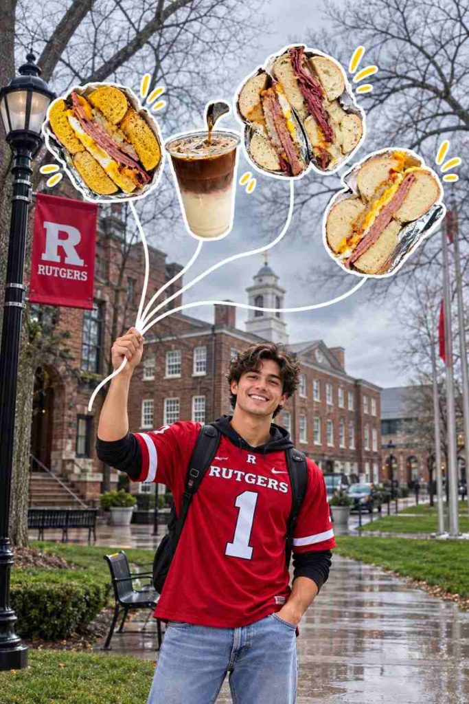 Rutgers Homecoming weekend breakfast at Fast Bagel near New Brunswick