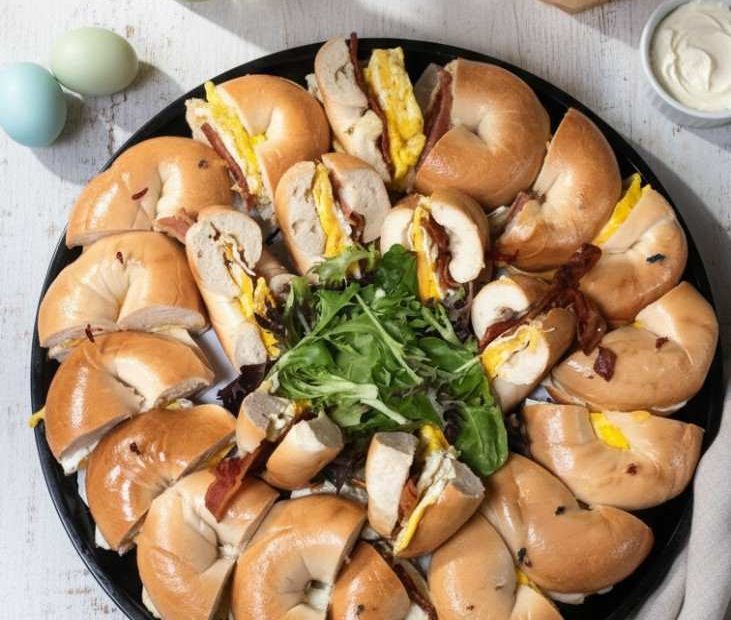 Office breakfast catering in Central NJ with bagels, breakfast sandwiches and coffee.