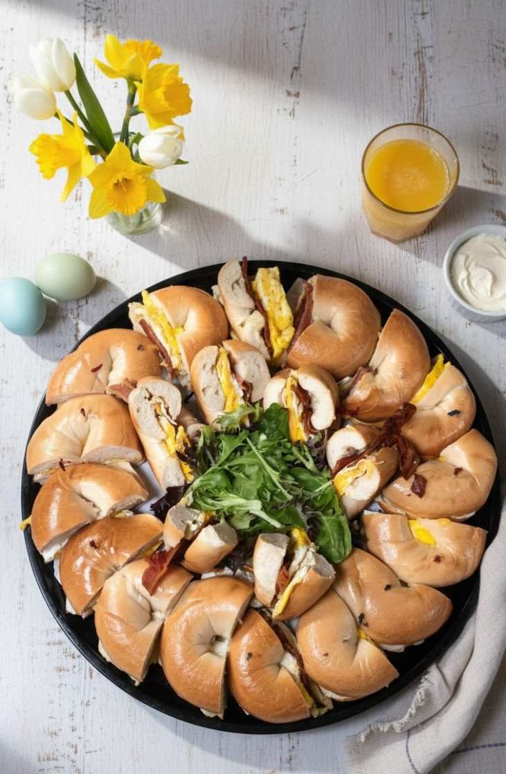 Office breakfast catering in Central NJ with bagels, breakfast sandwiches and coffee.